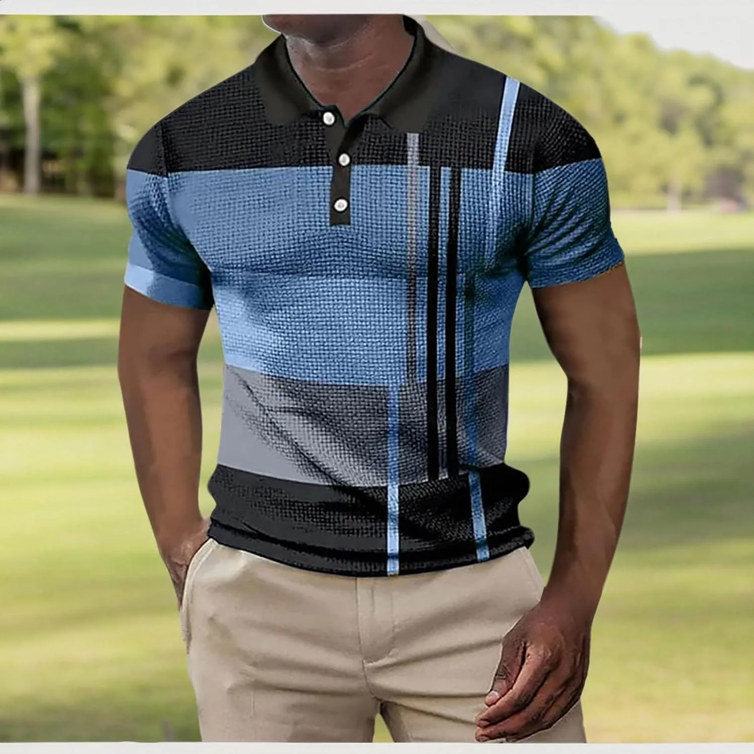 Men's Short Sleeve Polo Shirts Casual Golf Printed T-Shirts Summer Pullover Tennis T-Shirt Tops