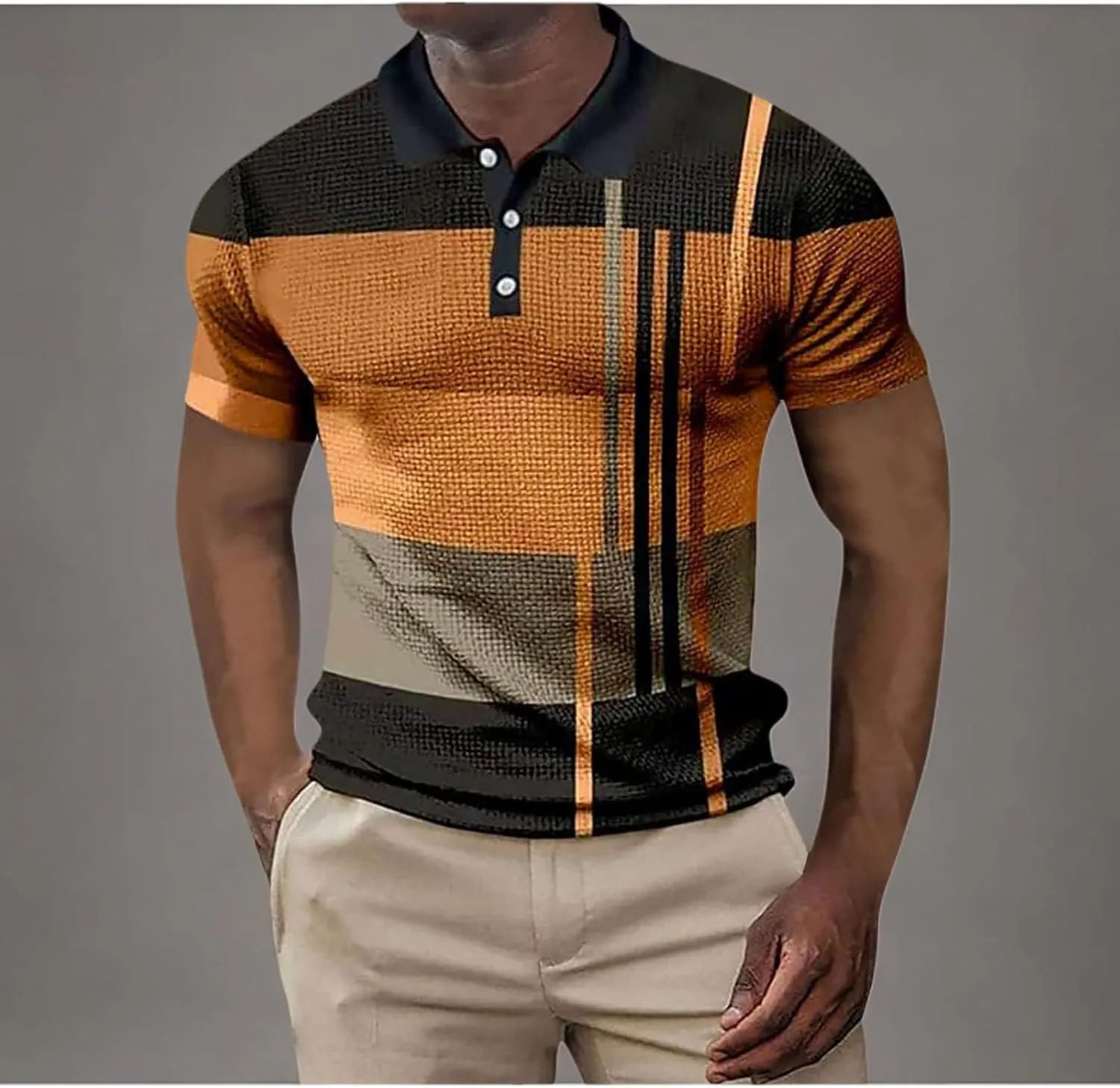 Men's Short Sleeve Polo Shirts Casual Golf Printed T-Shirts Summer Pullover Tennis T-Shirt Tops