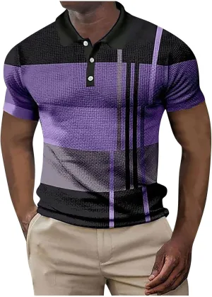 Men's Short Sleeve Polo Shirts Casual Golf Printed T-Shirts Summer Pullover Tennis T-Shirt Tops