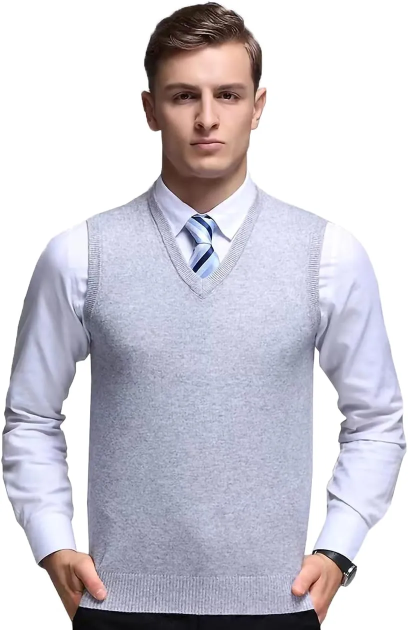 Mens Sleeveless Pullover Vest Casual Business Gilet V-Neck Knitwear Sweater