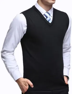 Mens Sleeveless Pullover Vest Casual Business Gilet V-Neck Knitwear Sweater
