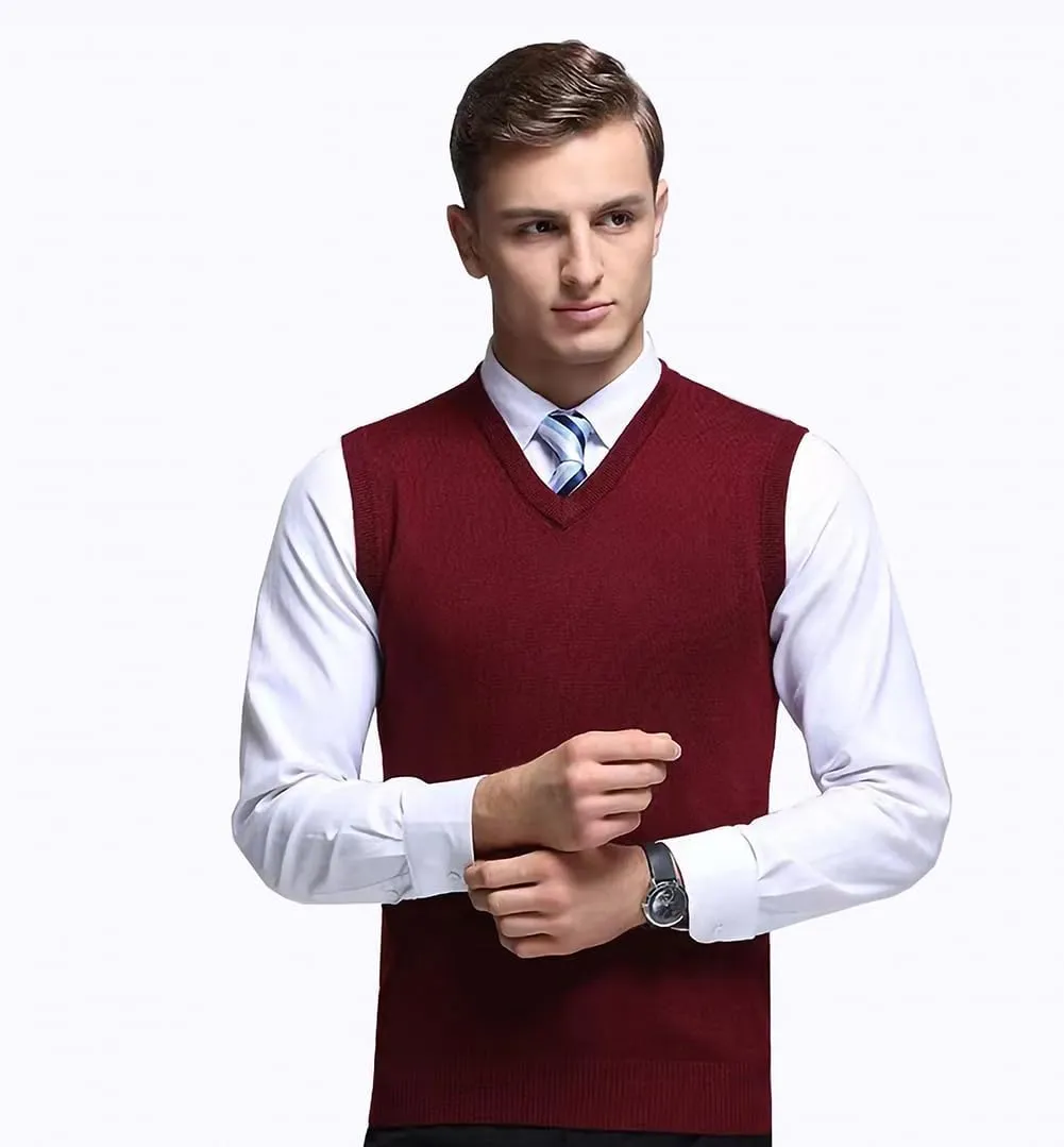Mens Sleeveless Pullover Vest Casual Business Gilet V-Neck Knitwear Sweater