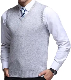 Mens Sleeveless Pullover Vest Casual Business Gilet V-Neck Knitwear Sweater