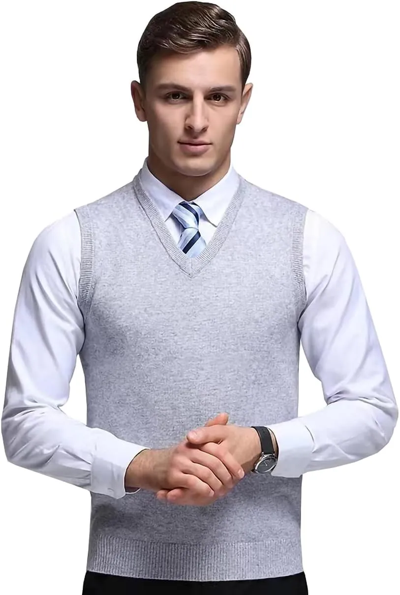 Mens Sleeveless Pullover Vest Casual Business Gilet V-Neck Knitwear Sweater