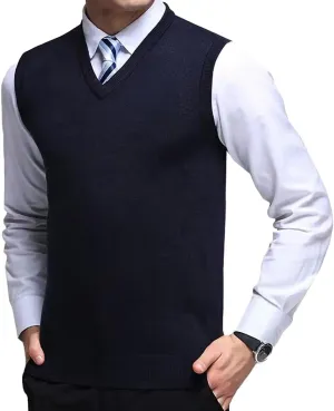 Mens Sleeveless Pullover Vest Casual Business Gilet V-Neck Knitwear Sweater