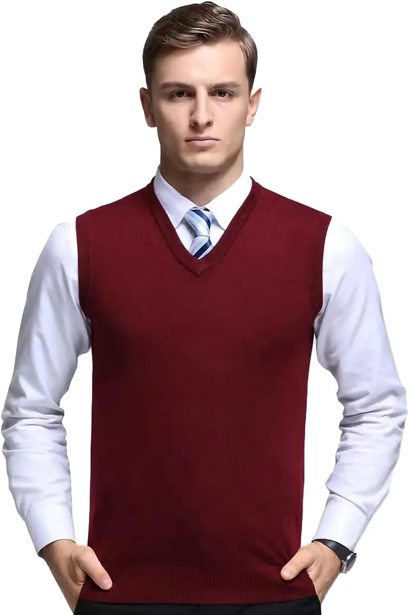 Mens Sleeveless Pullover Vest Casual Business Gilet V-Neck Knitwear Sweater