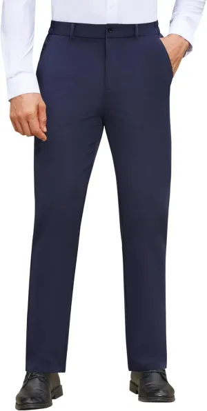 Mens Stretch Dress Pants Wrinkle Free Mens Slim Fit Dress Pants Expandable Waist Suit Pants Golf Pants Men