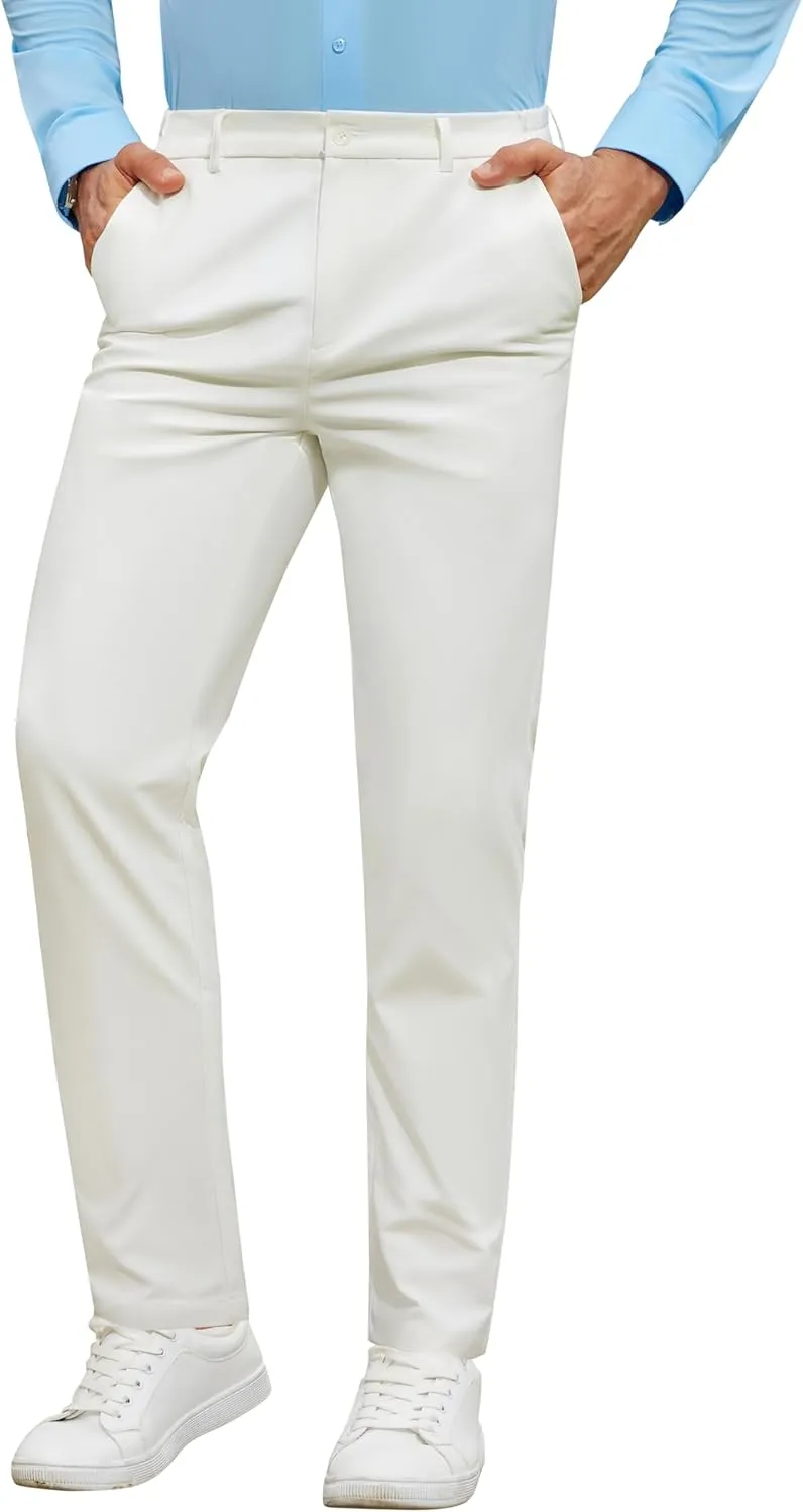Mens Stretch Dress Pants Wrinkle Free Mens Slim Fit Dress Pants Expandable Waist Suit Pants Golf Pants Men