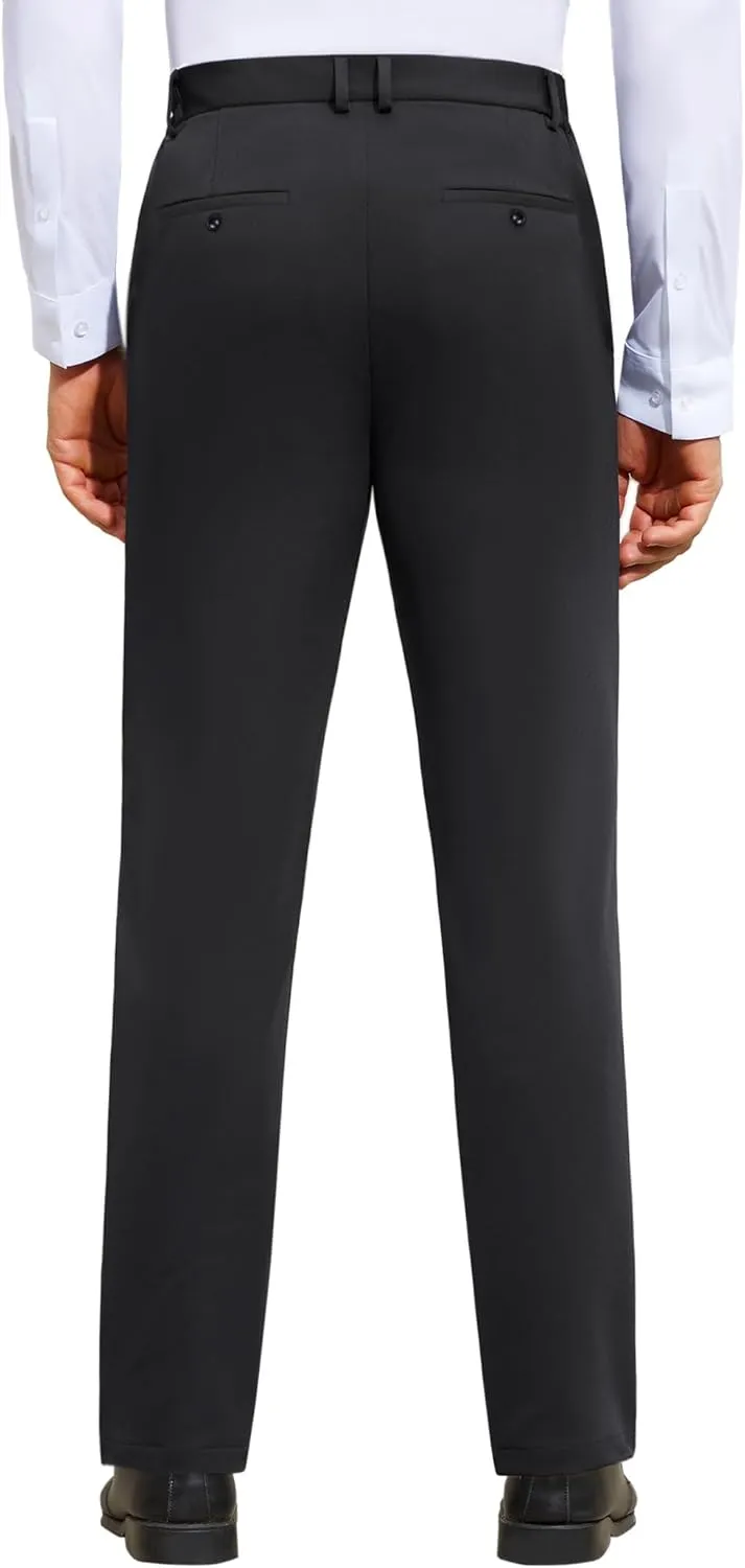 Mens Stretch Dress Pants Wrinkle Free Mens Slim Fit Dress Pants Expandable Waist Suit Pants Golf Pants Men