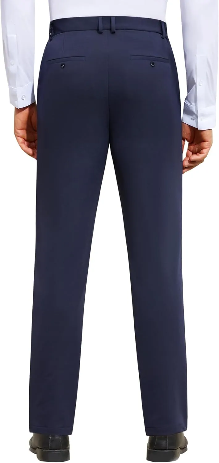 Mens Stretch Dress Pants Wrinkle Free Mens Slim Fit Dress Pants Expandable Waist Suit Pants Golf Pants Men