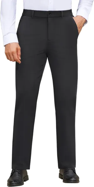 Mens Stretch Dress Pants Wrinkle Free Mens Slim Fit Dress Pants Expandable Waist Suit Pants Golf Pants Men