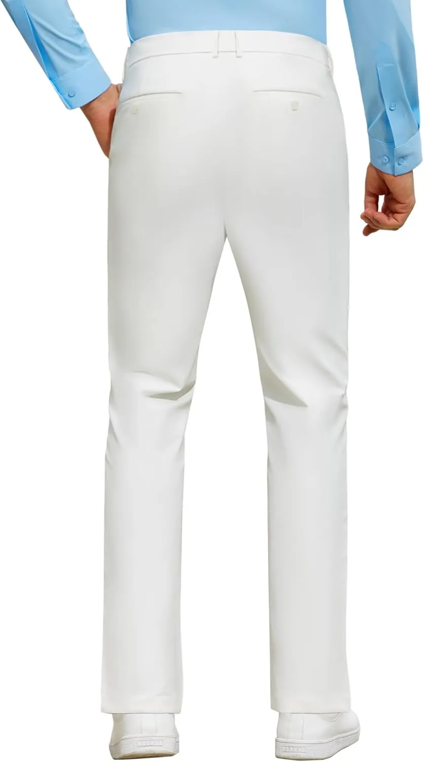 Mens Stretch Dress Pants Wrinkle Free Mens Slim Fit Dress Pants Expandable Waist Suit Pants Golf Pants Men