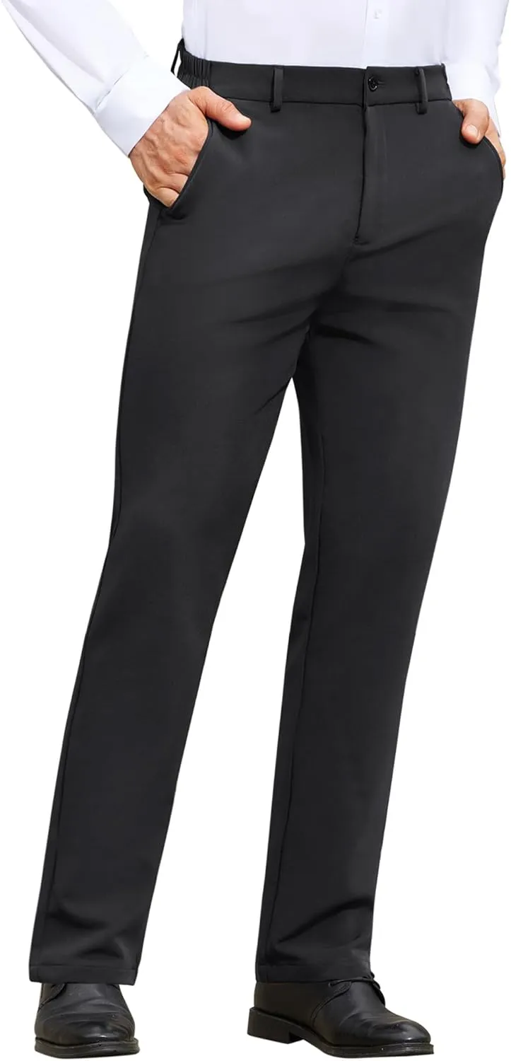 Mens Stretch Dress Pants Wrinkle Free Mens Slim Fit Dress Pants Expandable Waist Suit Pants Golf Pants Men