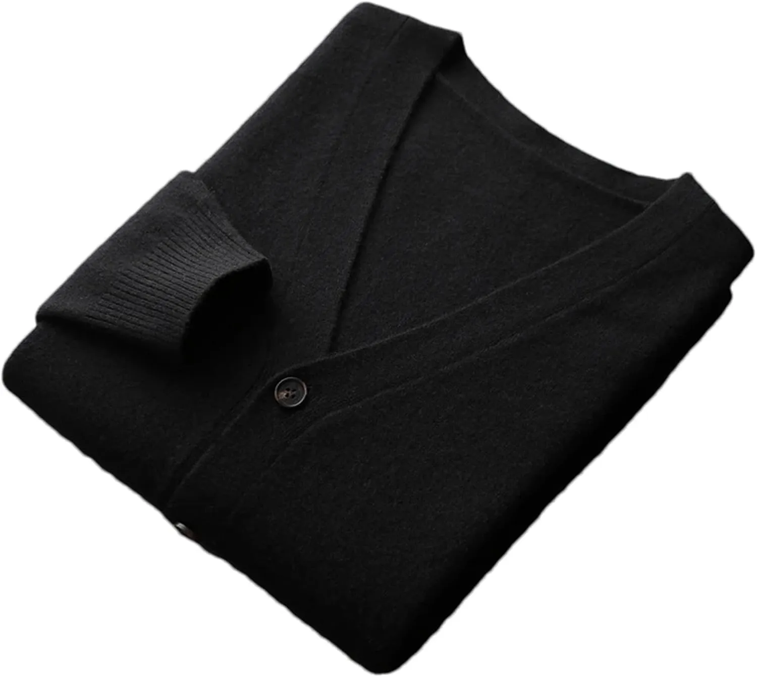 Men's V-Neck Wool Sweater Coat Solid Business Long Sleeve Button Down Knit Bottoming Cardigan Coat