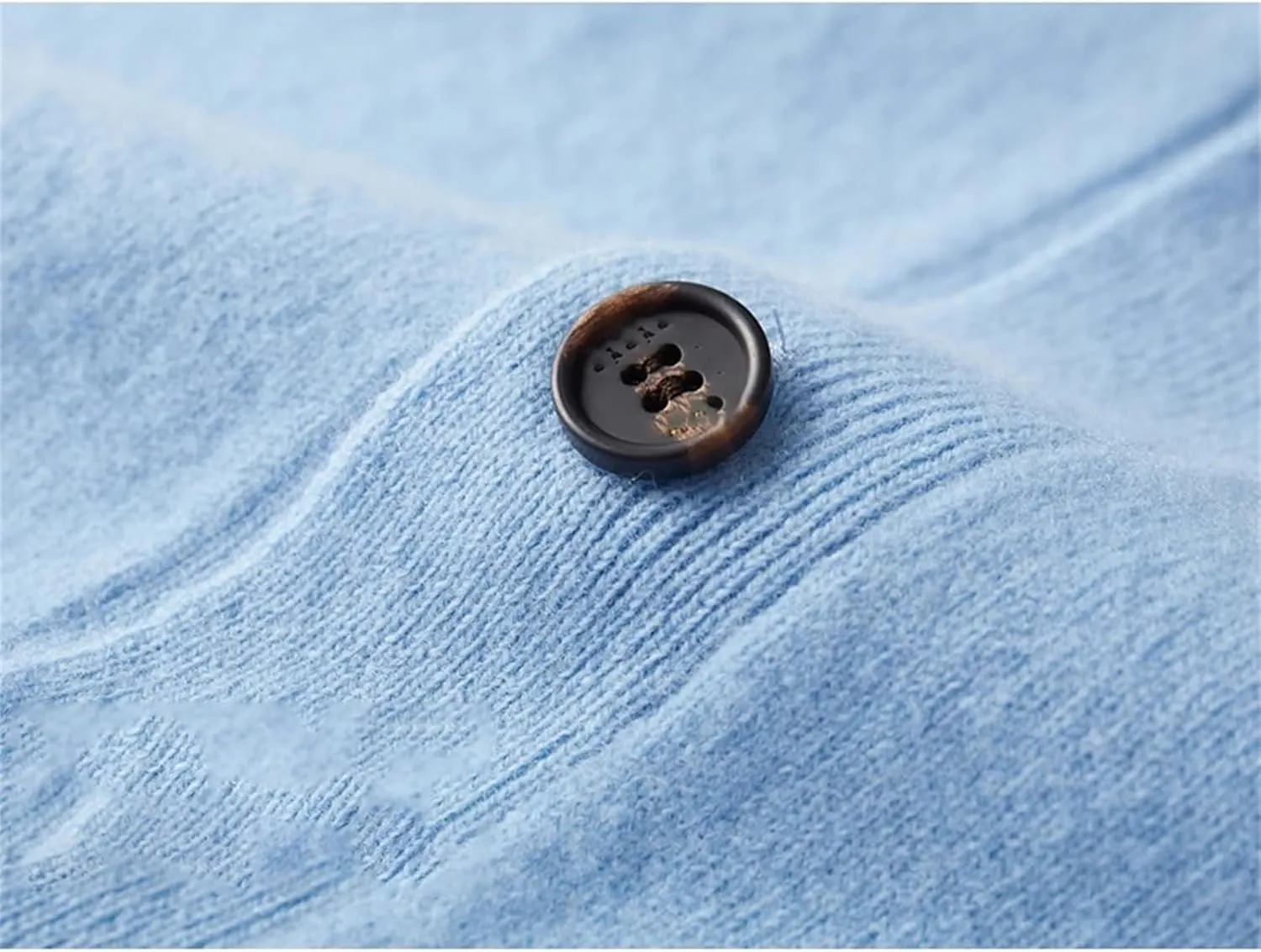 Men's V-Neck Wool Sweater Coat Solid Business Long Sleeve Button Down Knit Bottoming Cardigan Coat