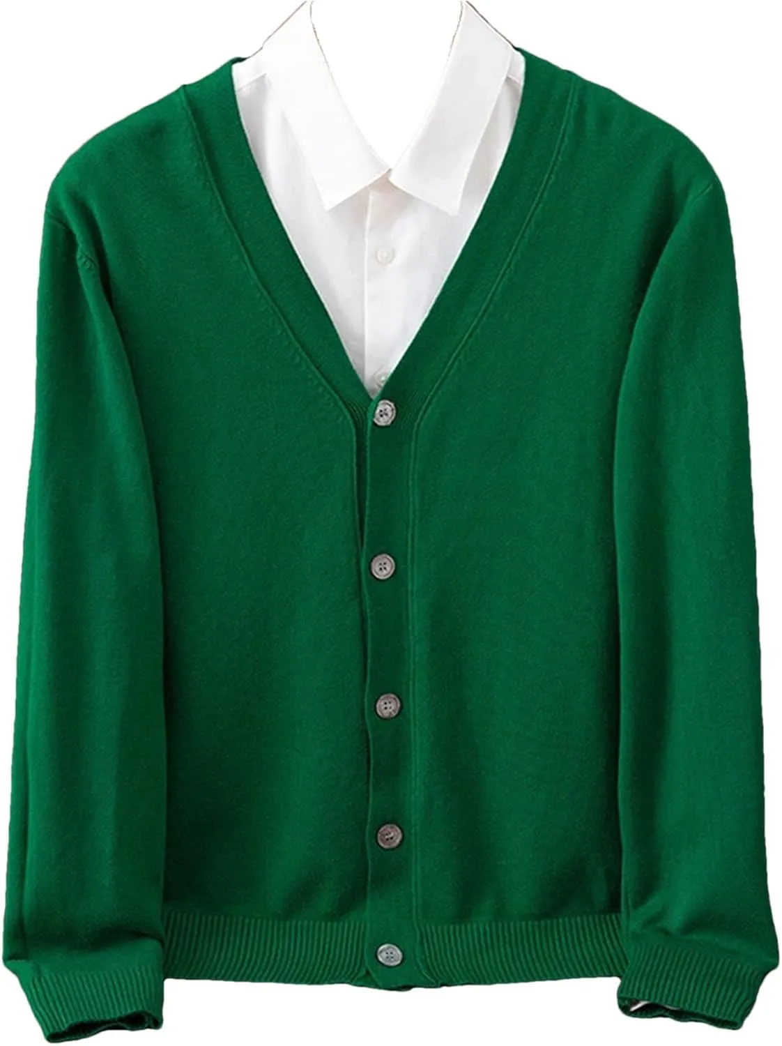 Mens Warm Sweater Business Casual V-Neck Solid Color Cardigan Fashion Button Down Sweater