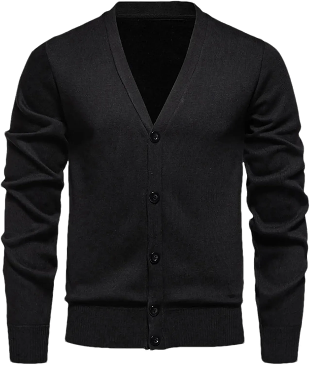 Men's Winter V-Neck Sweater Coat Casual Solid Fleece Slim Fit Knitted Cardigan Sweater
