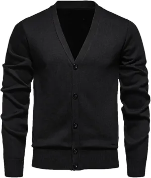 Men's Winter V-Neck Sweater Coat Casual Solid Fleece Slim Fit Knitted Cardigan Sweater