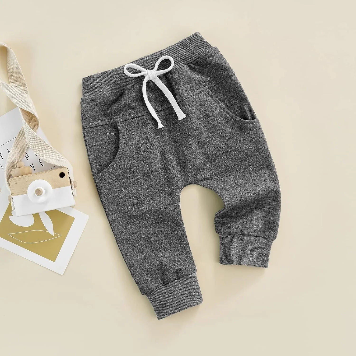 Mubineo Toddler Baby Boy Girl Infant Basic Plain Sweatpants Comfy Cotton Pants with Pockets