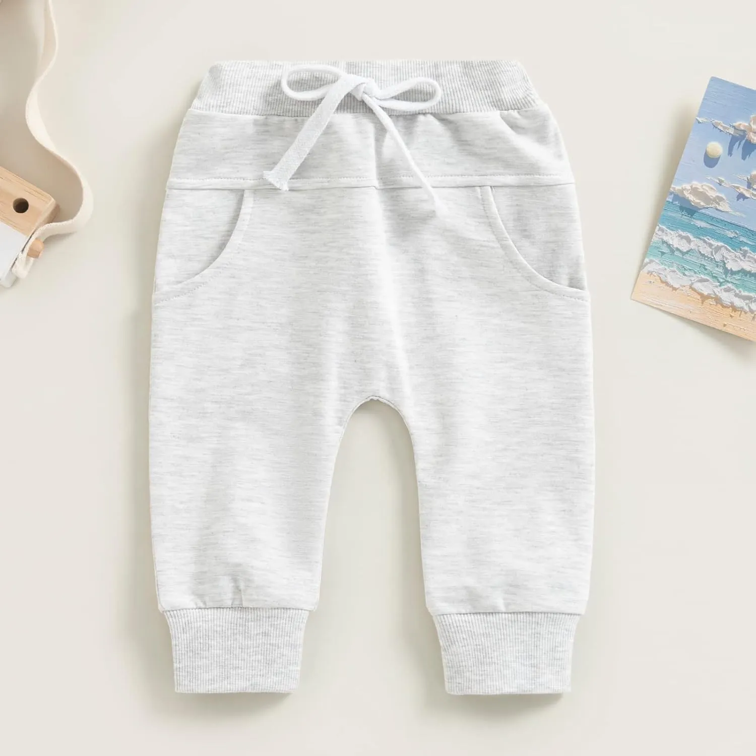 Mubineo Toddler Baby Boy Girl Infant Basic Plain Sweatpants Comfy Cotton Pants with Pockets
