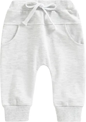 Mubineo Toddler Baby Boy Girl Infant Basic Plain Sweatpants Comfy Cotton Pants with Pockets