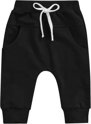 Mubineo Toddler Baby Boy Girl Infant Basic Plain Sweatpants Comfy Cotton Pants with Pockets