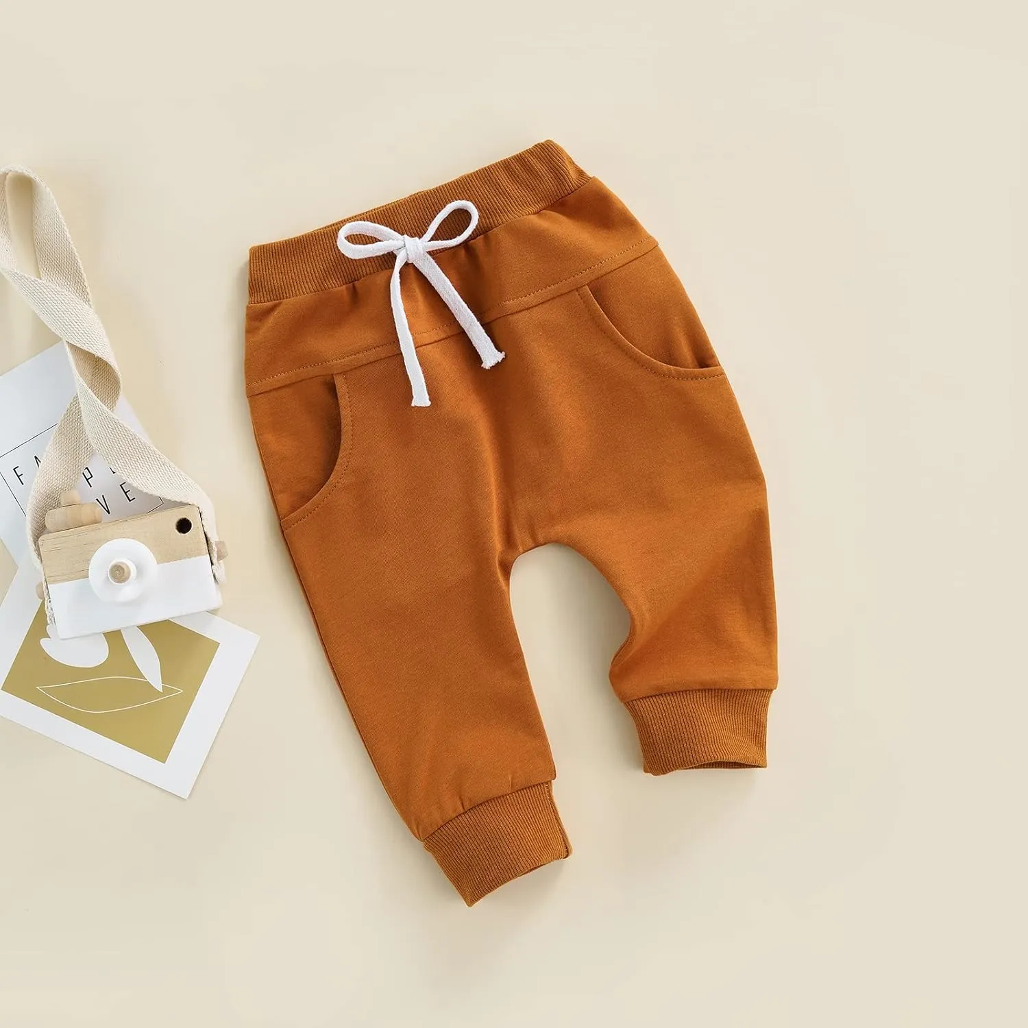 Mubineo Toddler Baby Boy Girl Infant Basic Plain Sweatpants Comfy Cotton Pants with Pockets