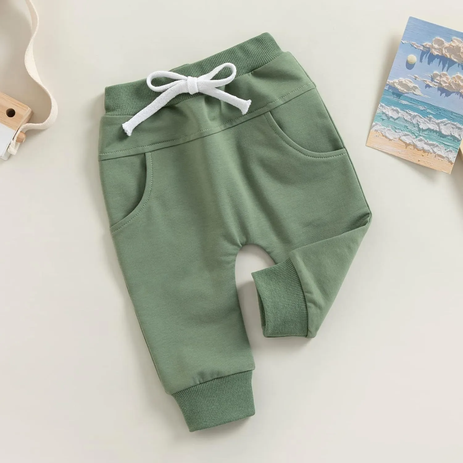 Mubineo Toddler Baby Boy Girl Infant Basic Plain Sweatpants Comfy Cotton Pants with Pockets