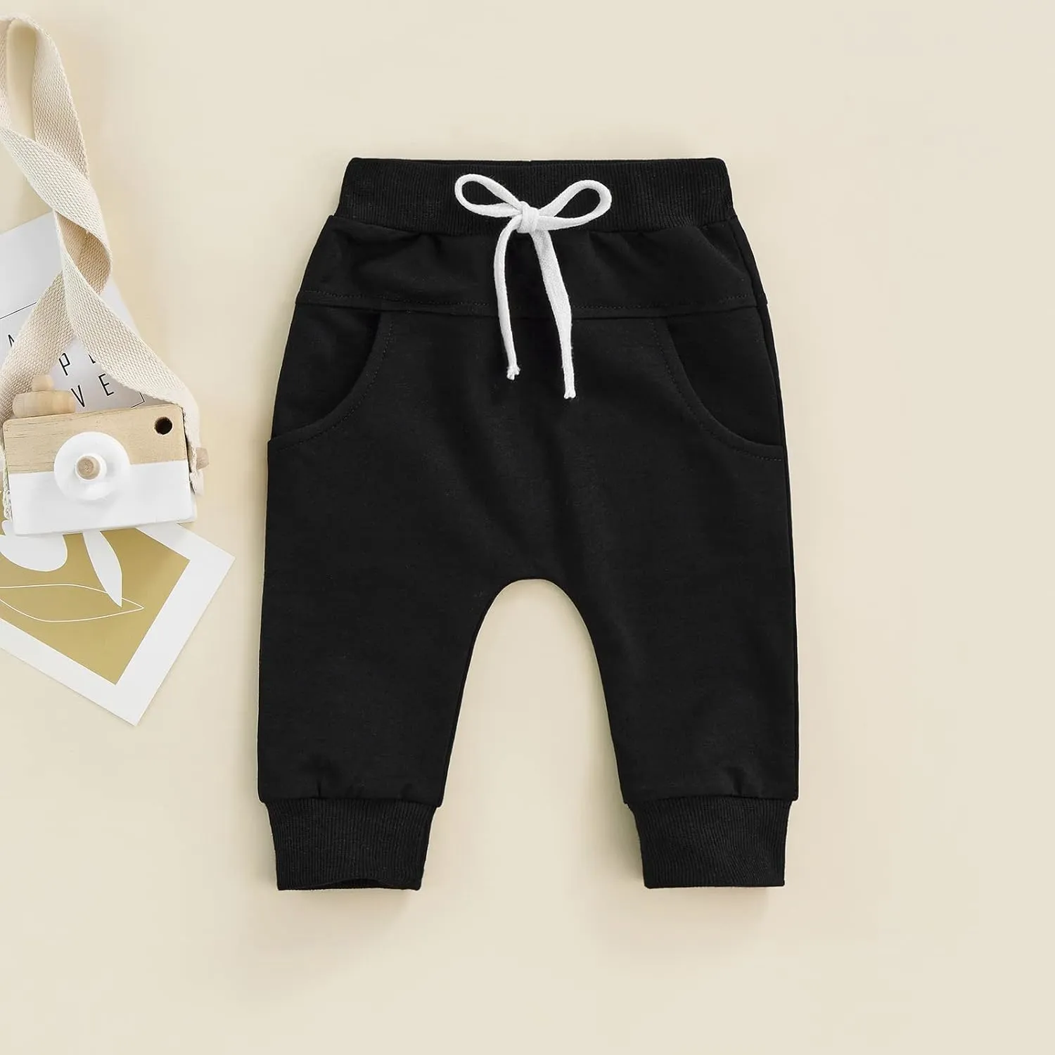 Mubineo Toddler Baby Boy Girl Infant Basic Plain Sweatpants Comfy Cotton Pants with Pockets
