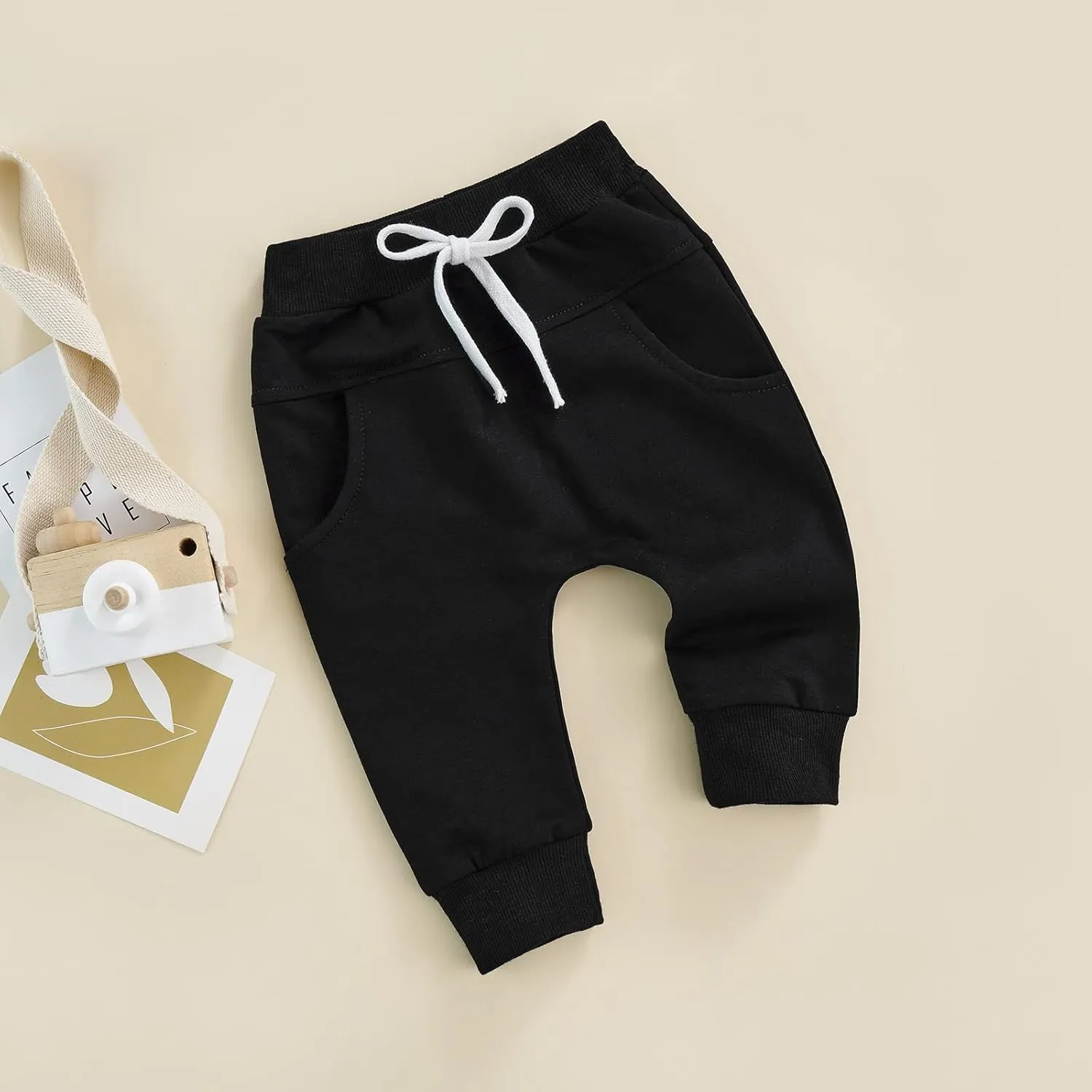 Mubineo Toddler Baby Boy Girl Infant Basic Plain Sweatpants Comfy Cotton Pants with Pockets