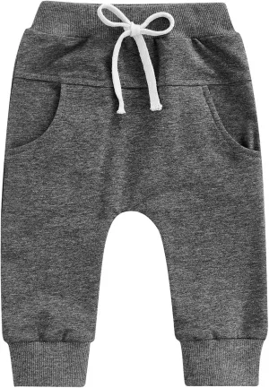 Mubineo Toddler Baby Boy Girl Infant Basic Plain Sweatpants Comfy Cotton Pants with Pockets