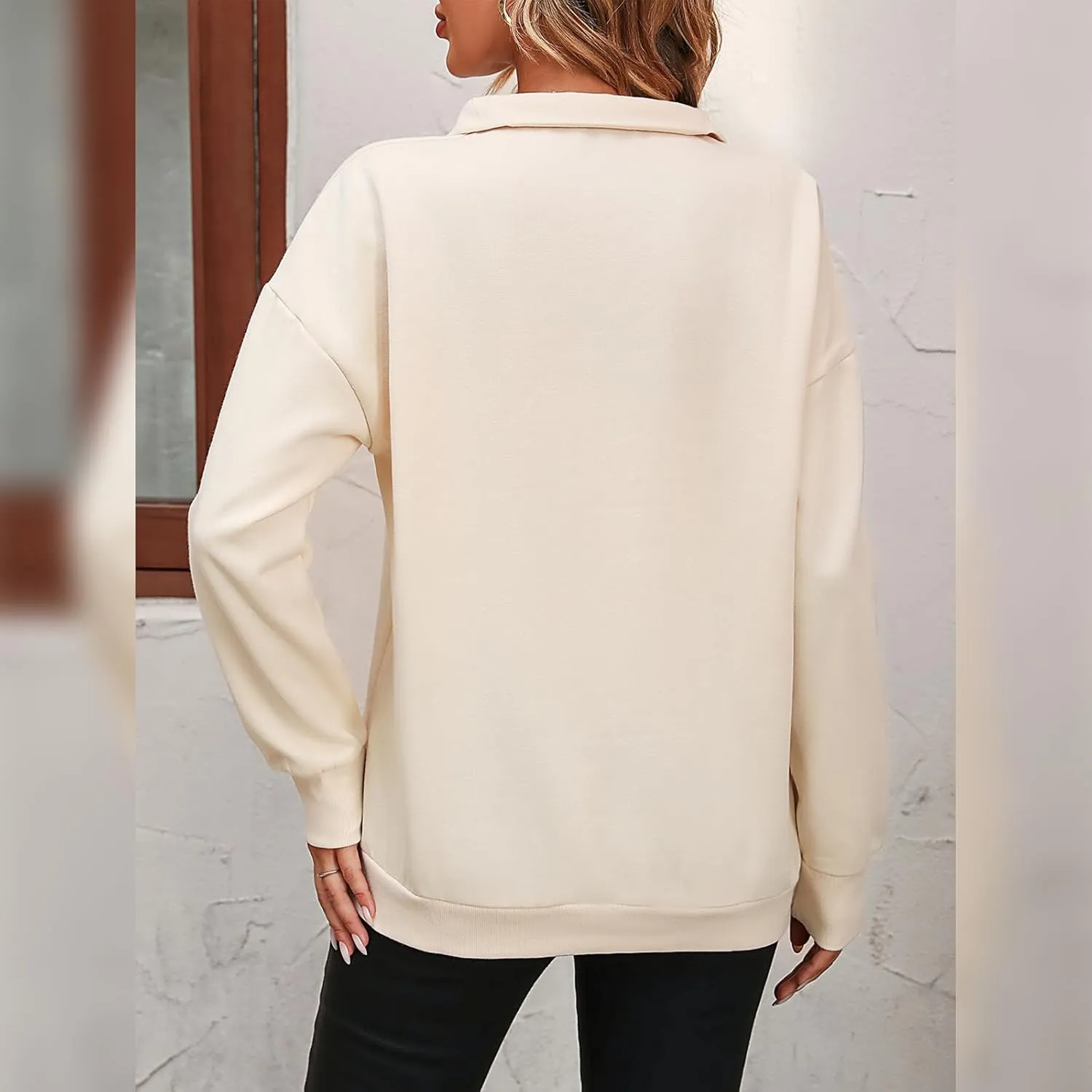 OBEEII Half Zip Sweatshirts for Women, Quarter Zip Long Sleeve Hoodies Sweaters Fleece Pullover Top Fall Winter Clothes