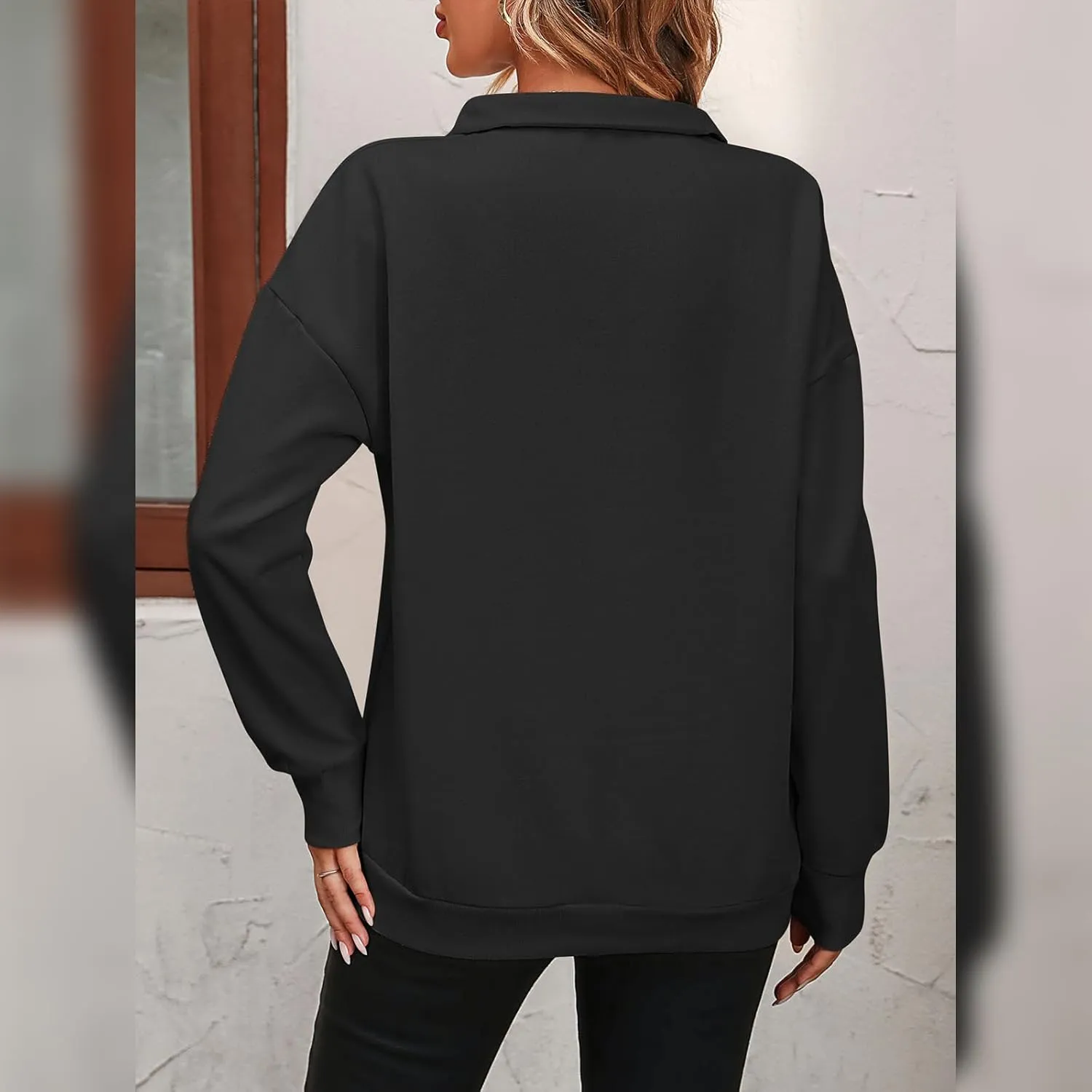 OBEEII Half Zip Sweatshirts for Women, Quarter Zip Long Sleeve Hoodies Sweaters Fleece Pullover Top Fall Winter Clothes