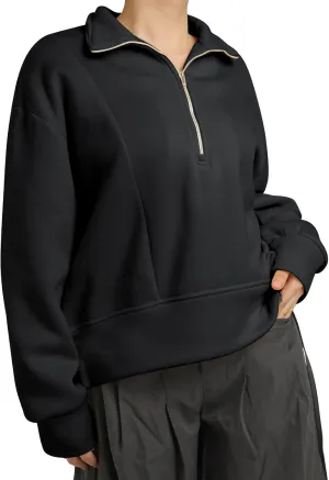 OBEEII Half Zip Sweatshirts for Women, Quarter Zip Long Sleeve Hoodies Sweaters Fleece Pullover Top Fall Winter Clothes