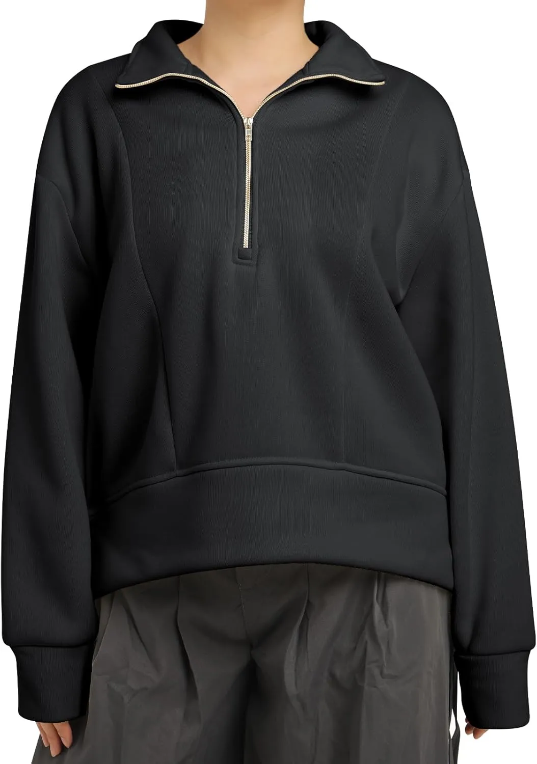 OBEEII Half Zip Sweatshirts for Women, Quarter Zip Long Sleeve Hoodies Sweaters Fleece Pullover Top Fall Winter Clothes