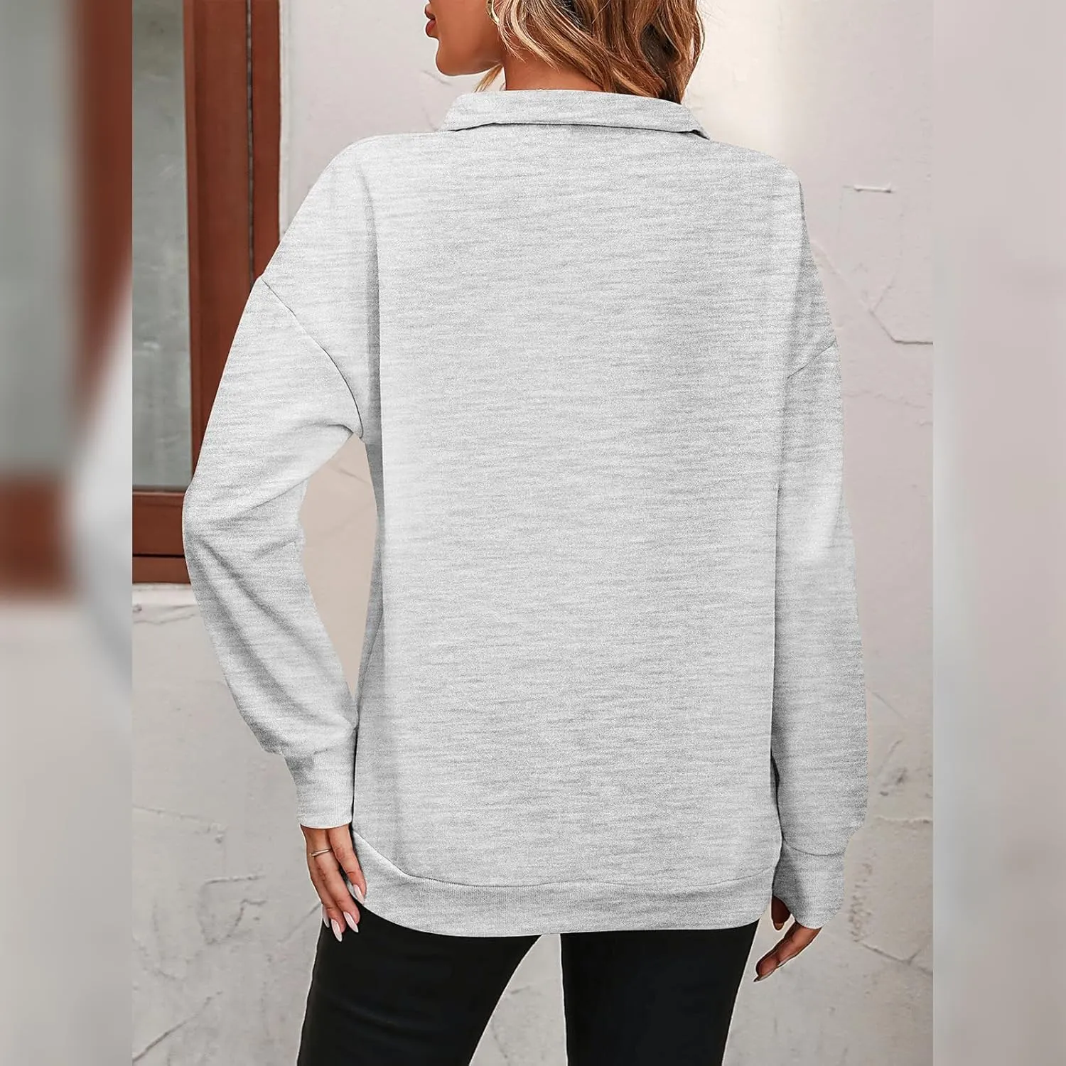 OBEEII Half Zip Sweatshirts for Women, Quarter Zip Long Sleeve Hoodies Sweaters Fleece Pullover Top Fall Winter Clothes