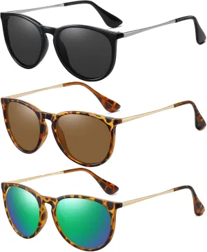 Ougenni Sunglasses for Women Men Vintage Polarized Women Sunglasses Round Classic Retro UV Protection Lens