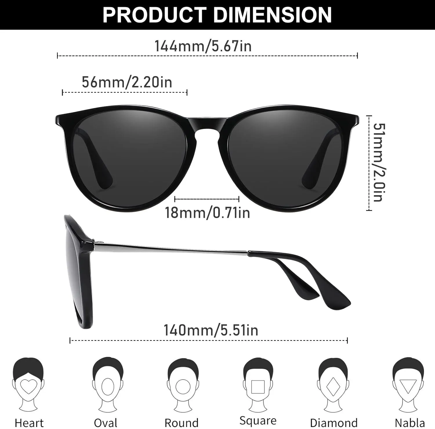 Ougenni Sunglasses for Women Men Vintage Polarized Women Sunglasses Round Classic Retro UV Protection Lens