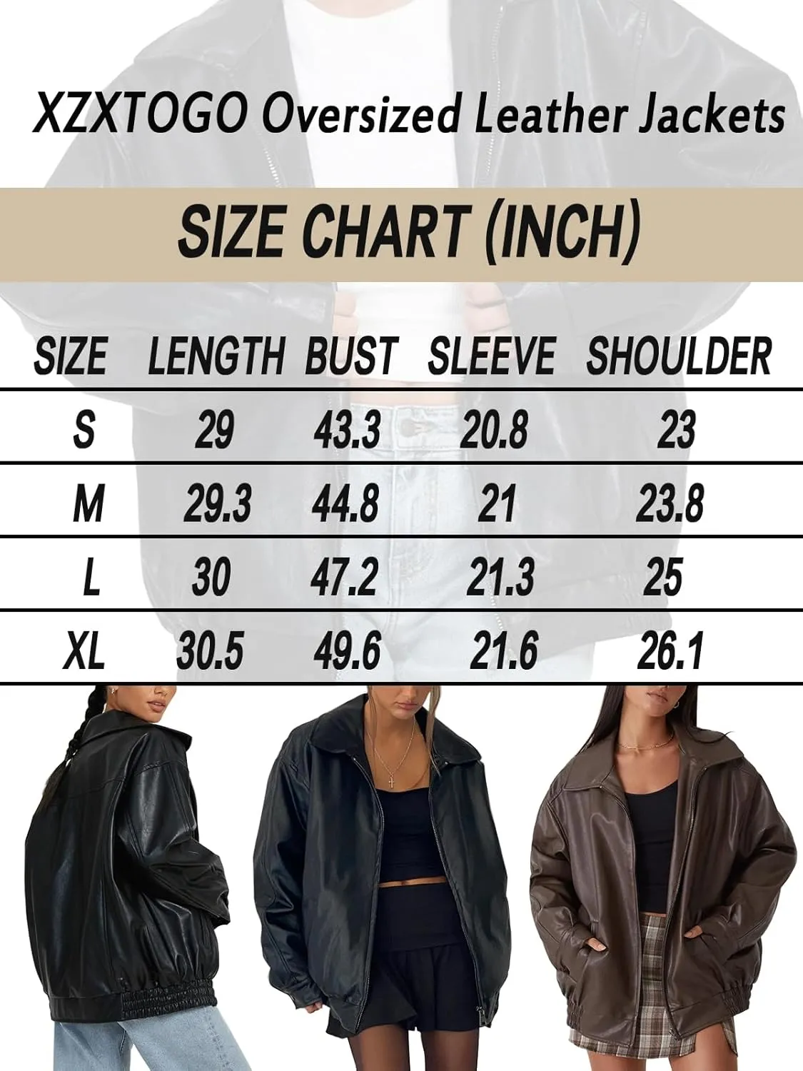 Oversized Leather Jackets for Women Fall Fashion Outfits Faux Leather Motorcycle Bomber Winter Coat Trendy