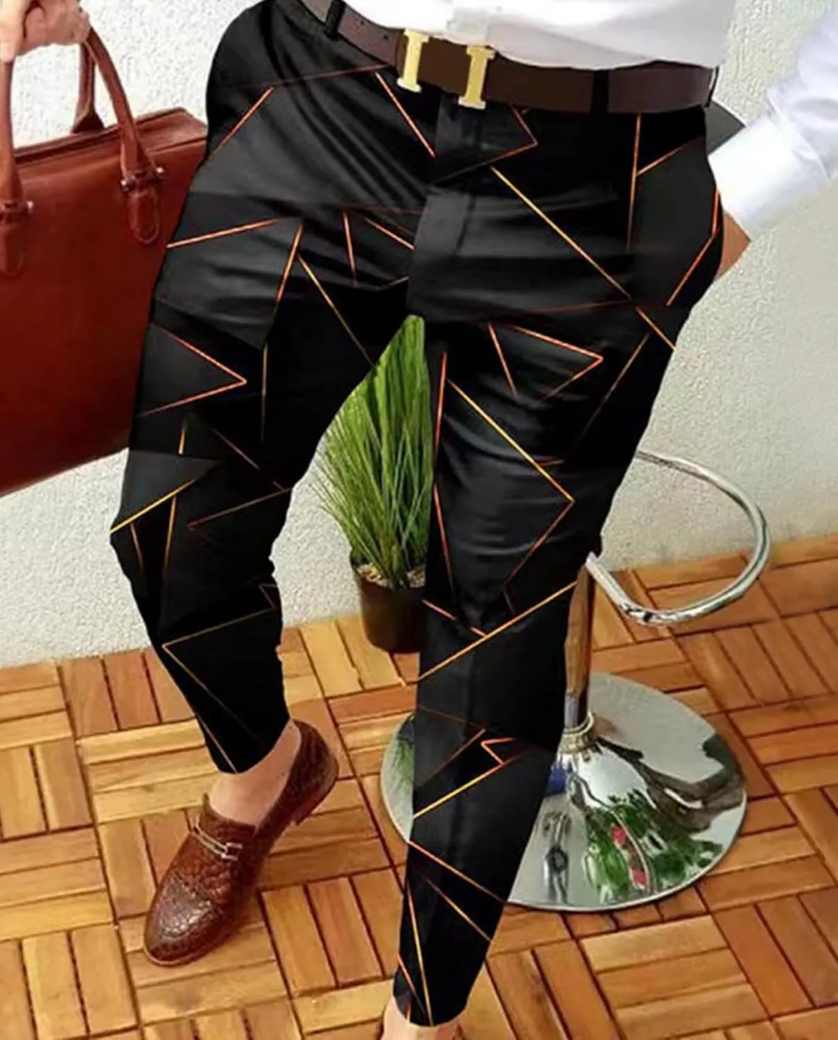 Plaid Dress Pants for Mens Slim Fit Dress Pants Business Casual Fashion Flat Front Skinny Golf Chinos Trousers