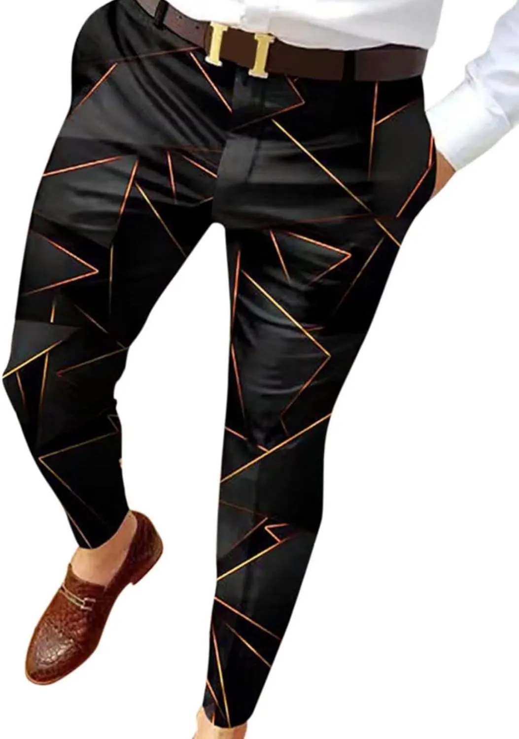 Plaid Dress Pants for Mens Slim Fit Dress Pants Business Casual Fashion Flat Front Skinny Golf Chinos Trousers