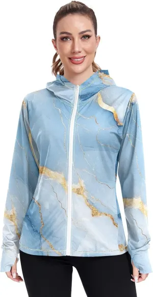 Plain Hoodie Long Sleeve Swim Shirts for Women UPF 50  Protection Workout Sweatshirt Hiking Outdoor Performance