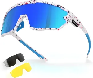 Polarized Glasses Kids Youth Baseball Sunglasses Adult Men Women Cycling Goggles with 3 lenses,Fishing,Ski Golf