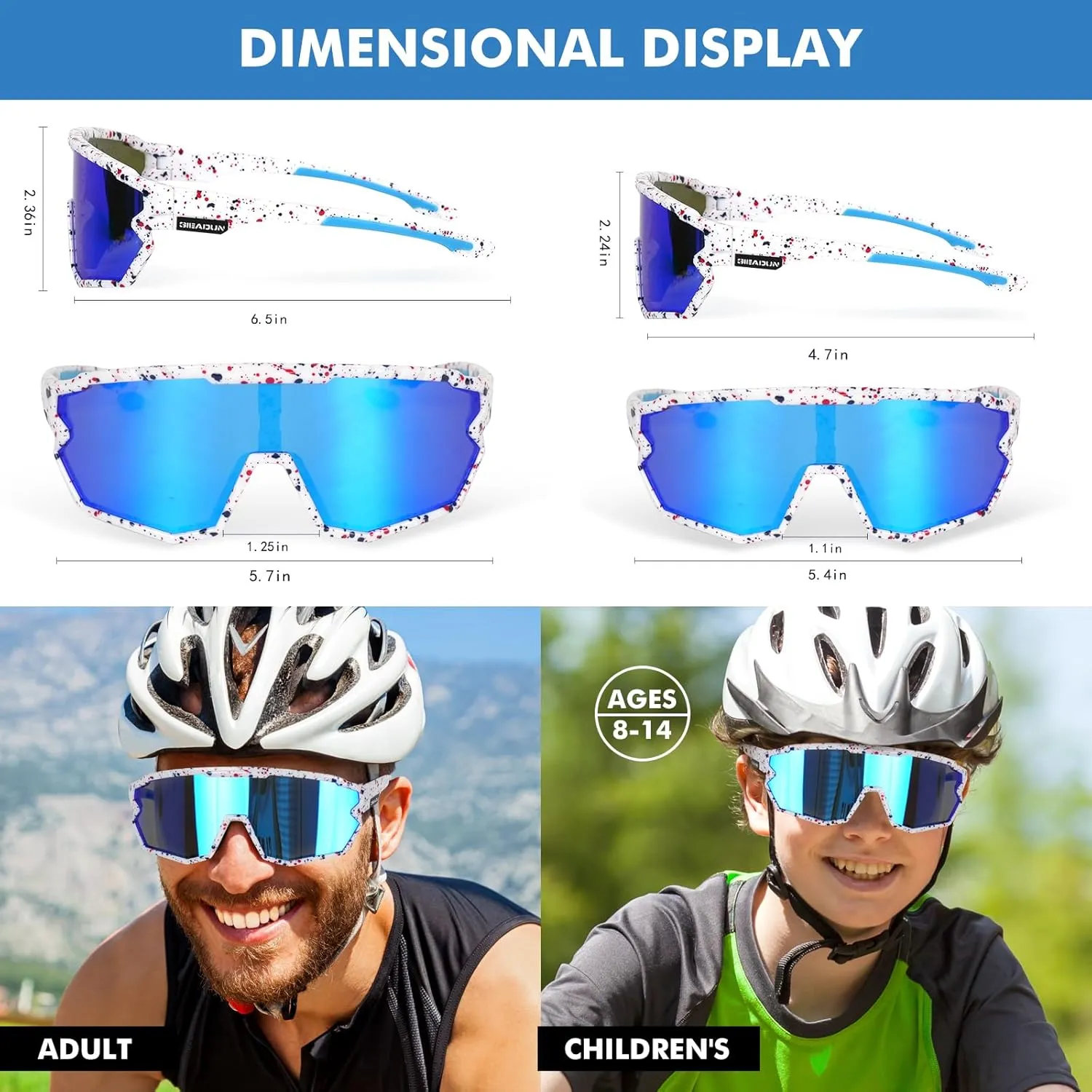 Polarized Glasses Kids Youth Baseball Sunglasses Adult Men Women Cycling Goggles with 3 lenses,Fishing,Ski Golf