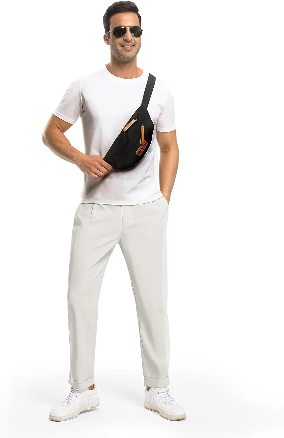 Rdruko Men's Linen Pants Lightweight Casual Cotton Pants Elastic Waist Beach Summer Pants with Pockets