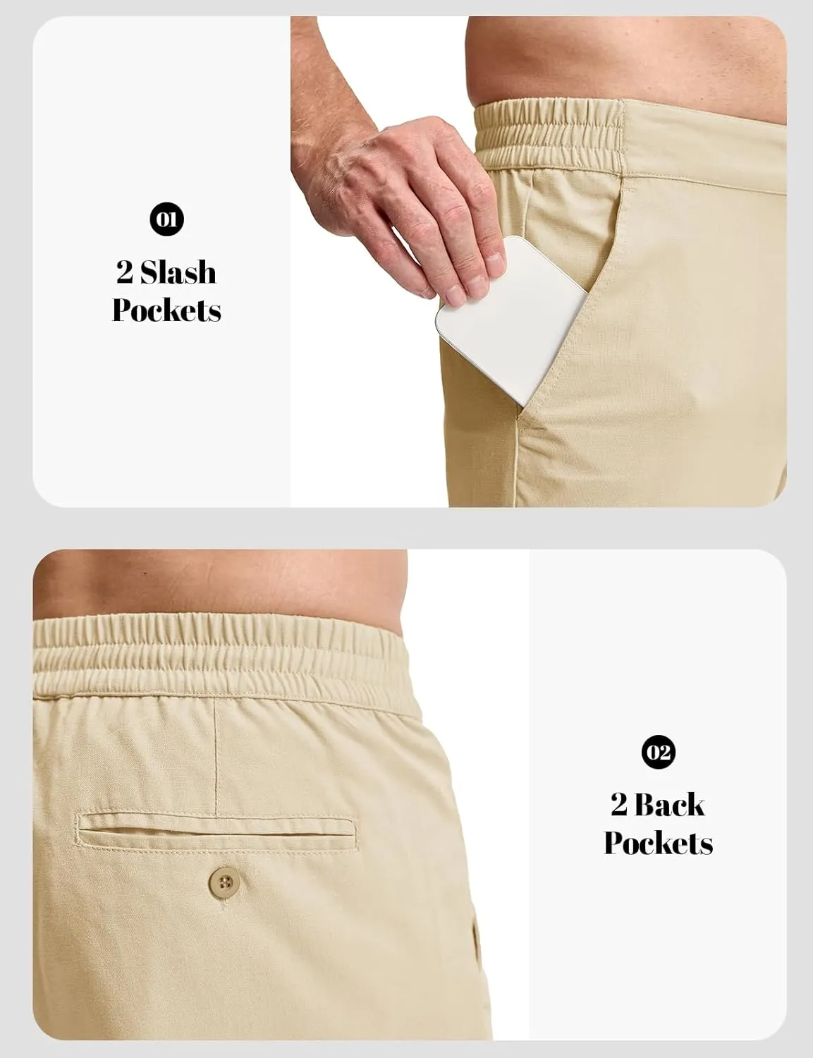 Rdruko Men's Linen Pants Lightweight Casual Cotton Pants Elastic Waist Beach Summer Pants with Pockets