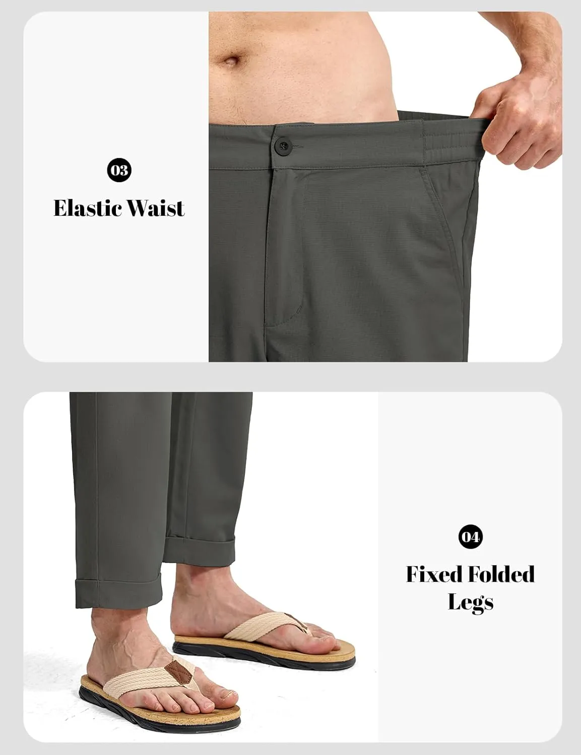 Rdruko Men's Linen Pants Lightweight Casual Cotton Pants Elastic Waist Beach Summer Pants with Pockets