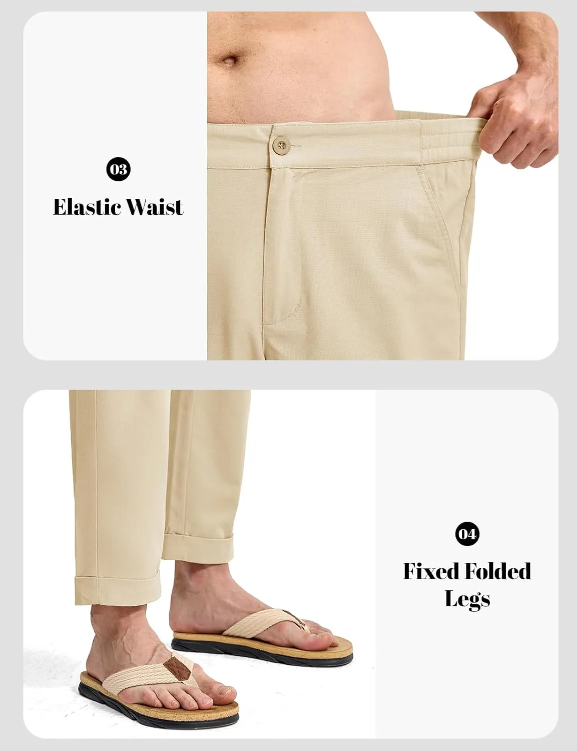 Rdruko Men's Linen Pants Lightweight Casual Cotton Pants Elastic Waist Beach Summer Pants with Pockets