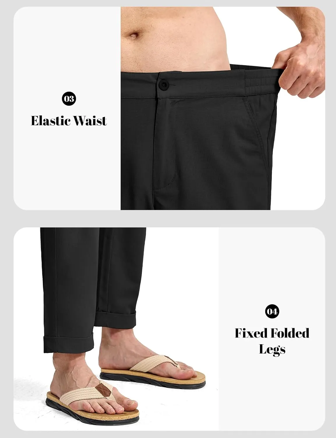 Rdruko Men's Linen Pants Lightweight Casual Cotton Pants Elastic Waist Beach Summer Pants with Pockets
