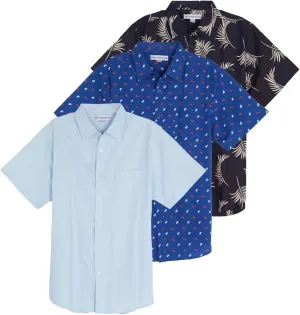 Real Essentials 3 Pack: Men's Regular-Fit Short-Sleeve Poplin Shirt (Available in Big & Tall)